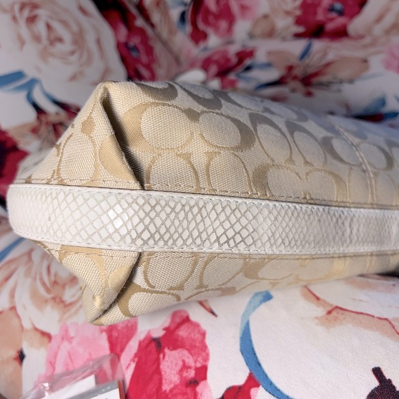 COACH Large Signature Logo Canvas and Leather Hobo Bag - Picture 11 of 14